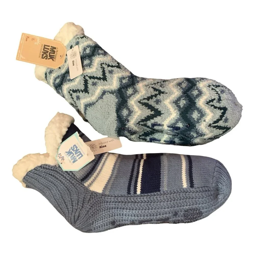 Muk Luks Women's Cabin Socks 2 Pair Pack Size 6-8 New With Tags Cabin Mountain